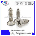 Flat Head Stainless Steel 316 phillips drive Self tapping screws